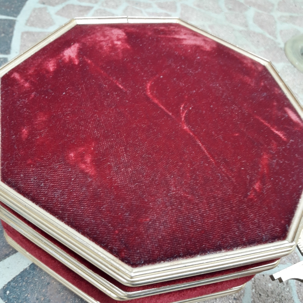 Velvet Jewelry Music Box Mirror Octagon Vintage Gift for her Memory trinket box - Picture 6 of 13